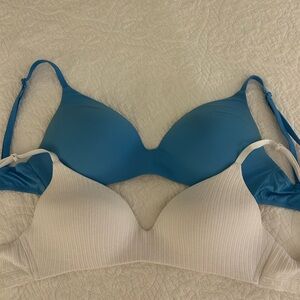 PINK Victoria's Secret Blue and White Bras